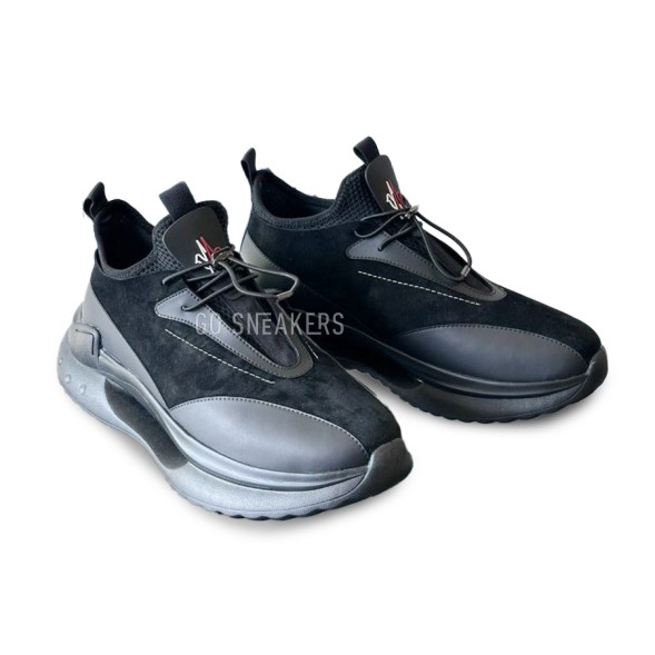 Мужские кроссовки Moncler Sneakers Suede/Leather Black