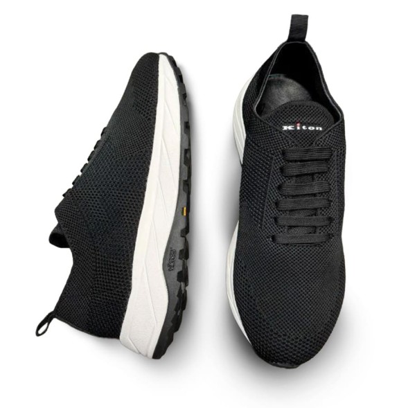 Мужские кроссовки Kiton Patterned Jacquard Black