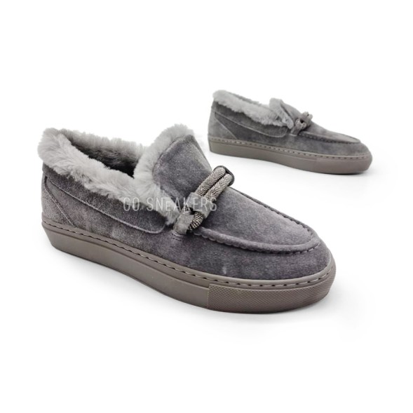 Унисекс зимние мокасины Brunello Cucinelli Winter Sneaker Suede Grey