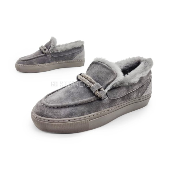 Унисекс зимние мокасины Brunello Cucinelli Winter Sneaker Suede Grey