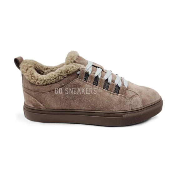 Унисекс зимние кроссовки Brunello Cucinelli Winter Sneaker Suede Light Brown