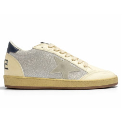 Golden Goose Ball Star Beige Silver Glitter
