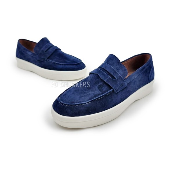 Унисекс мокасины Loro Piana Mocassins Suede Navy
