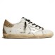 Женские кеды Golden Goose Super Star Donna Bianche in Pelle Con Talloncino Glitter