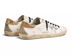 Golden Goose Super Star Donna Bianche in Pelle Con Talloncino Glitter