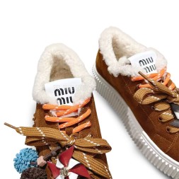Miu Miu Winter Sneakers Platform Suede Brown