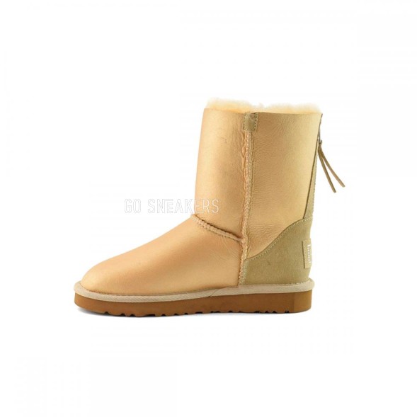 Женские короткие угги на молнии Short Zip Metallic Soft Gold