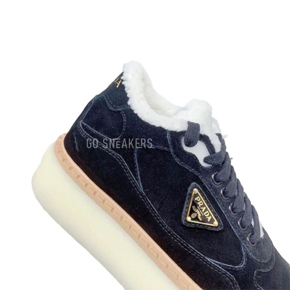 Женские зимние кроссовки на платформе Prada Platform Suede Winter Black