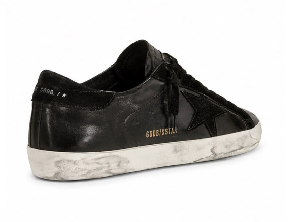 Мужские кеды Golden Goose Super-Star Men's in Black Nappa With Black Suede Star and Heel Tab